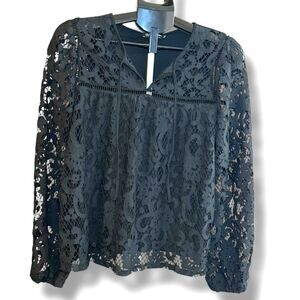 INC International Concepts Black Lace Blouse Women's Size XL